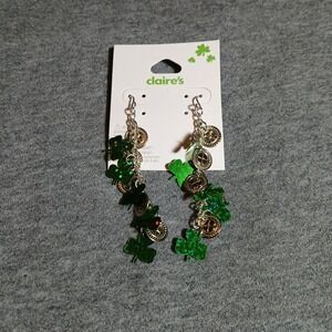 Claire's St. Patrick's Day clover and coin dangle earrings new!